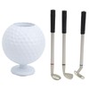Mini Desktop Golf Ball Pen Holder with 3 Golf Cue