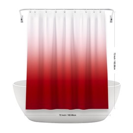 Burgundy Ombre Shower Curtains for Bathroom Fabric Bathroom Curtain Weights Bottom Waterproof Washable Shower Curtains Set with Grommets and 12 Stainless Steel Hooks 72''x72''