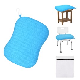 Shower Seat Cushion for Transfer Benches, Shower Bath Chairs, Bathtub Sauna Seat Foam Cushion Mat with Hook, Quickly Dry Bathtub Chair Pad with Breathable Air Mesh Fabric