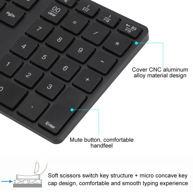 BT308 35 Keys Numeric Keypad Rechargeable Wireless Ultra Thin Keyboard