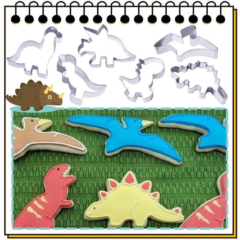 hitsuki Dinosaur Cookie Cutters,Stainless Steel Metal Fun Dino Cookie Cutter