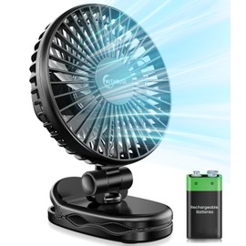 WITHOUSE Portable Clip on Fan - 4000mAh Rechargeable Battery Operated Fan, 3 Speeds Mini Desk Fan with 540° Adjustable Head, Ultra-Quiet Personal fan for Home, Office, Stroller, Travel