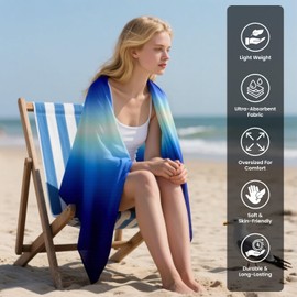 GC GAVENO CAVAILIA Extra Large Beach Towel for Adults - Quick Dry Microfibre Printed Beach Towels - Super Absorbent Beach Towel for Swim (180 x 100 cm) - (1 Piece) Soft, Sand Free,Lightweight - Blue