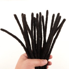 100% Human Hair Handmade Natural Black 1/4" Thick Dreadlocks (14 Inches, 20pcs/pack)