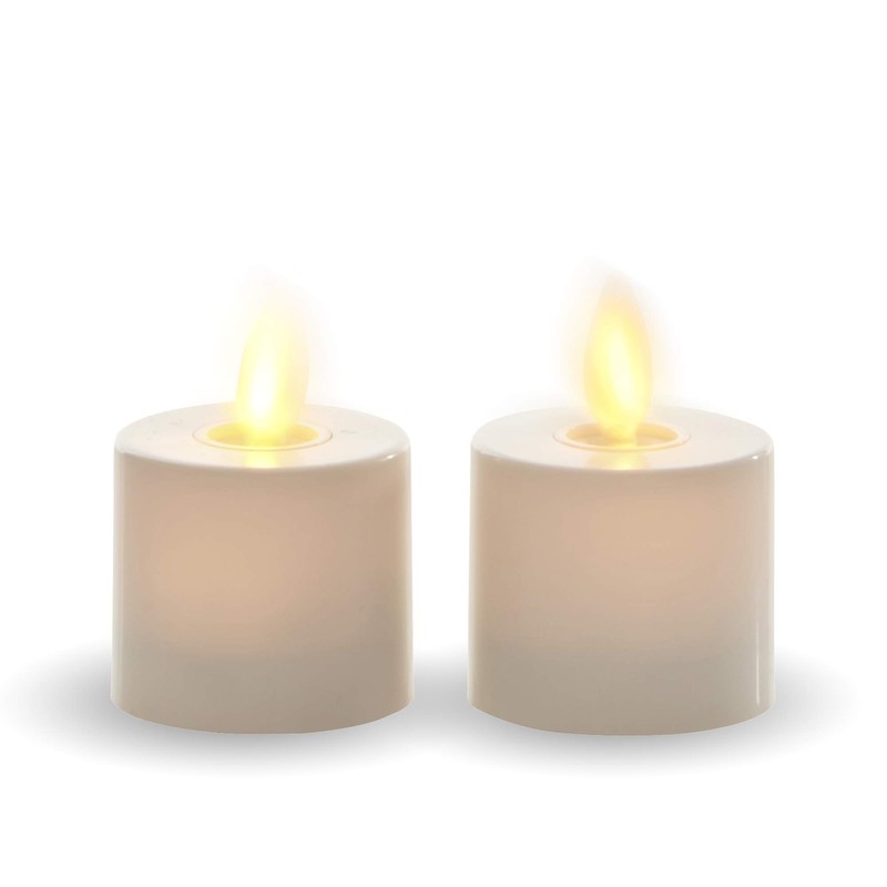 Luminara Flameless Tealight Candles (Unscented, Ivory 2-Pack) - Real-Flame Effect,
