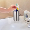 Veemoon Lightweight Stainless Steel Toothbrush Cup, Silver Metal Water Cup