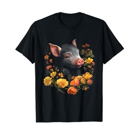 Adorable Piglet Napping in Wildflower Field Graphic T-Shirt