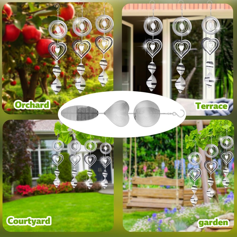 3 Sets Bird Frighten Devices for Outside, 3D Reflective Stainless