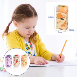 Vicloon Cute Fruit Erasers, 3Pcs Plastic Pencil Eraser Rubbers Long Lasting Erasers for Kids Pencil Erasers Pack for School, Office, Drawing, Party Favors