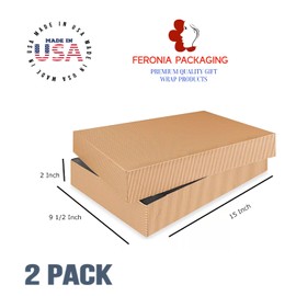Feronia Packaging Apparel Boxes 2 Pack Men Shirt Box Women Dress Boxes Premium Gift Wrap and Art Supplies for Birthdays, Holidays, or Presents (Kraft)