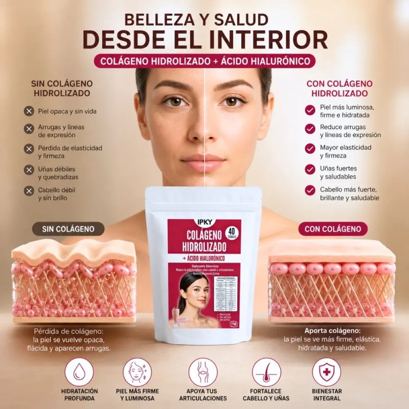 Colágeno Hidrolizado Ipky Fresa 400 G Sin Azucar