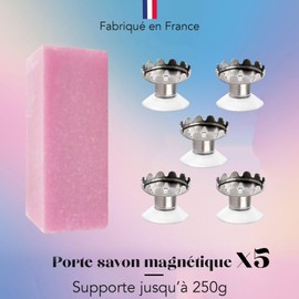 Original Cup Set of 5 Magnetic Suction Cup Soap Holders | Premium Quality | Simple Design & Strong Attachment | Stainless Steel | Wall Mount | No Drilling | Bathroom | Kitchen | 250 g