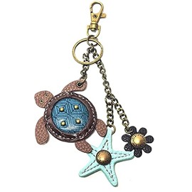 Chala Mini Purse Charm, Animal Key Fob for Chala Handbags (Mini Turtle with Starfish)
