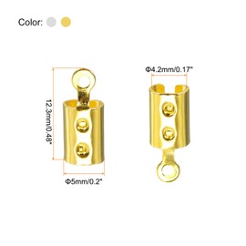 sourcing map 200Pcs Cord End Caps, Barrel Beads Kumihimo End Caps Stainless Steel for Leather Ribbon Clamp Clasp Jewelry Making Necklace Cord DIY Craft (2 Colors)