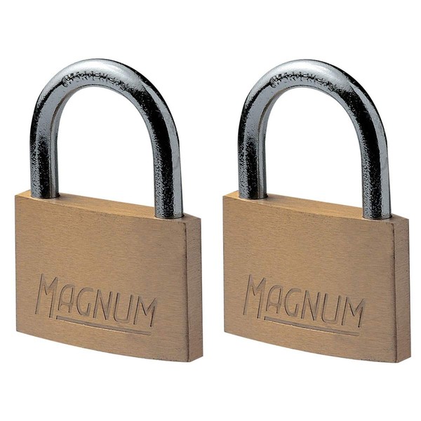 Master Lock CAD40T Pack of 2 Magnum Padlocks with Brass Body and Key, Gold, 5,4 x 4 x 1 cm