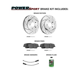Power Sport Front Brakes and Rotors Kit |Front Brake Pads| Brake Rotors and Pads| Heavy Duty Brake Pads and Rotors| Sensor Wire BLC1.35127.64