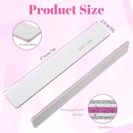 150 limas de uñas de doble cara grano 100/180 reutilizables profesionales para uñas de gel acrílico, herramientas de manicura y pedicura para uso en e