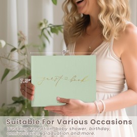 Wedding Guest Book for Your Wedding Reception - Elegant Hardcover Polaroid Guestbook with Table Sign - Blank Sign in Book for Birthdays, Baby Showers, Special Events, 9"x7.5", Sage