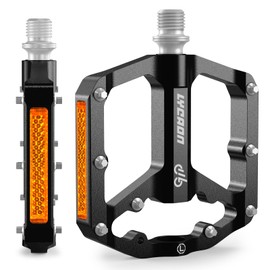 LYCAON Bicycle Pedals - Road Bike/Mountain Bike MTB Pedals, 3 Bearings CNC Aluminium Alloy Non-Slip CR-MO Spindle Bicycle Pedal, 9/16 Inch Pedals BMX Road Bike, Non-Slip Flat Pedals