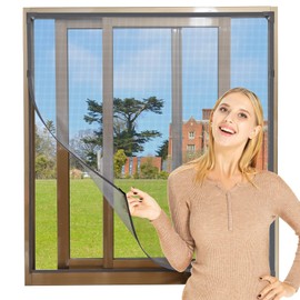 NeatiEase Adjustable DIY Magnetic Window Screen Max 24Inch（H） x 32Inch（W）（60cm x 80cm) Fits Any Size Smaller with Grey Frame Grey Fiberglass Mesh