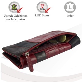 Sunsa Leather Wallet Large Wallet with RFID Protection Women's Wallet with Many Credit Card Compartments Purse Purses for Women, black red, Classic