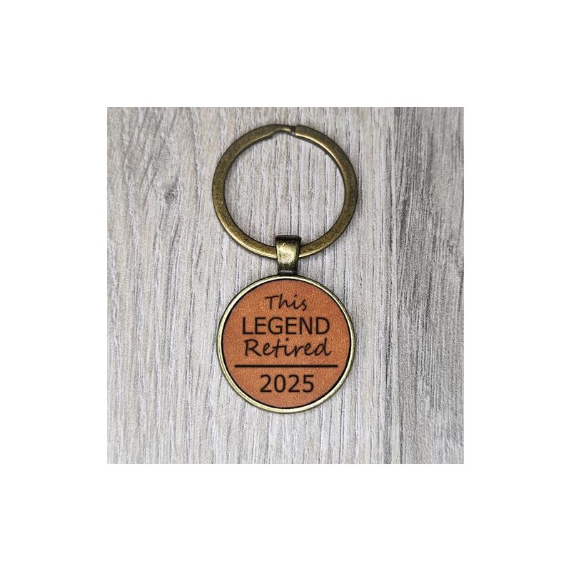 Retirement Gift Keyring, Leather Engraved Key Chain (This Legend Retired)