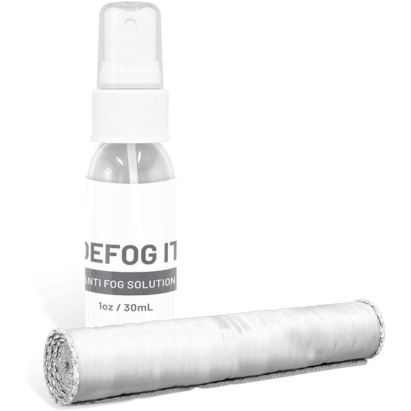DEFOG IT Anti Fog Spray Travel Kit, 1 oz Spray Bottle (300 Uses), Microfiber Cloth, & Travel Pouch, Eyeglass Lens, Goggles, Face Shield, Phone Screen, Sports, No Streaks, Professional Grade Formula