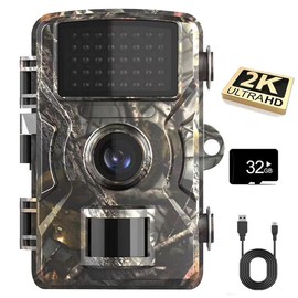 1pc Hunting Camera With 2-Inch Screen, HD Wildlife Trail Camera, Night Vision PIR 393.7inch, 0.8s Trigger Motion Activated, For Outdoor Wildlife Monitoring Camouflage - Specification: BROWN+32GB