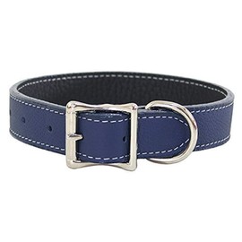 Luxury Italian Leather Tuscany Dog Collar - Navy Blue - 18