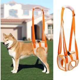 Pet Auxiliary Belt Lift Support Harness Disabled Dog Walking Belt Dog Hind Leg Support Sling (Orange, S)