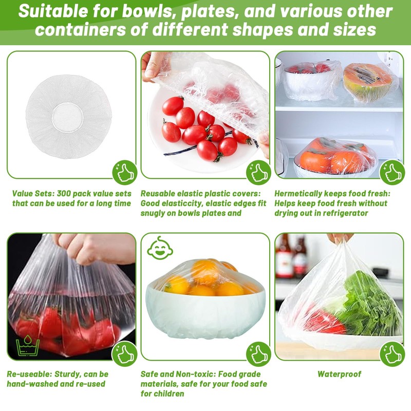 300Pcs Reusable Elastic Food Bowl Storage Covers, Sublaga Bowl Covers,