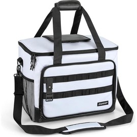 Soft Cooler Bag,Large Leakproof Beach Cooler,30 Cans Collapsible Cooler with Adjustable Shoulder Straps,Ice Chest,Portable Insulated Bag Camping Cooler for Travel Camping Picnic,White - Color: black, Size: 30 Can