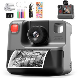 Instant Print Camera for Kids, 1080P Kids Instant Cameras,HD Digital Video Cameras Toddler 3 Print Paper & 32G Card,Christams Birthday Gifts for Girls Boys Age 3-12 (Black)