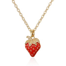 Strawberry Necklace Jewelry with Adjustable Chain Cute Strawberry Shortcake Costume Accessories Gifts for Women