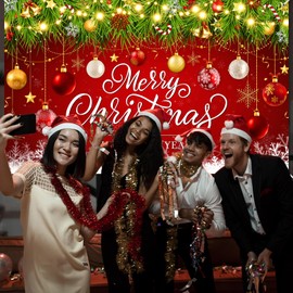Mocsicka Merry Christmas Happy New Year Backdrop Merry Christmas Party Decoration Banner Winter Xmas New Year Eve Family Party Decoration Supplies (6x3.6ft)