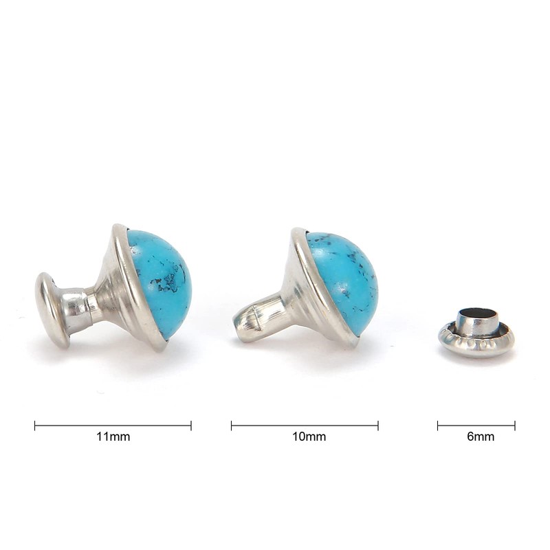 Weebee 100 Sets Blue Turquoise Rapid Rivets Studs Tandy DIY