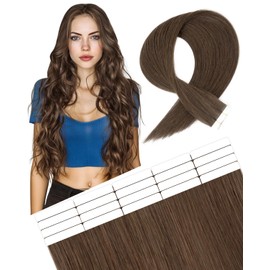 SLEEKALON Invisible Tape in Hair Extensions Real Human Hair 10 Pcs Thinned Version #2 Dark Brown - Seamless Skin Weft Remy HairPiece Extension 12 Inch 15 Gram