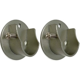 Urbanest 7/8" to 1" Inside Mount Curtain Rod Bracket Socket for Window Frame, Closet and Shower Curtain Rod Pole End Support, 2 Pieces - Pewter Silver