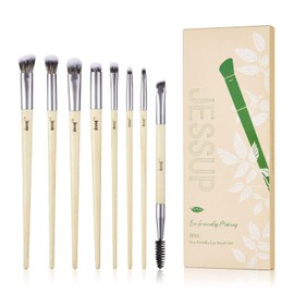 Jessup Set Brochas de Maquillaje, 8pcs Veganas Pinceles Maquillaje Ojos para Mezcla de Sombra de Ojos, Delineador de Ojos, Brocha de Bobina, Sin Crueldad Burlywood, T328