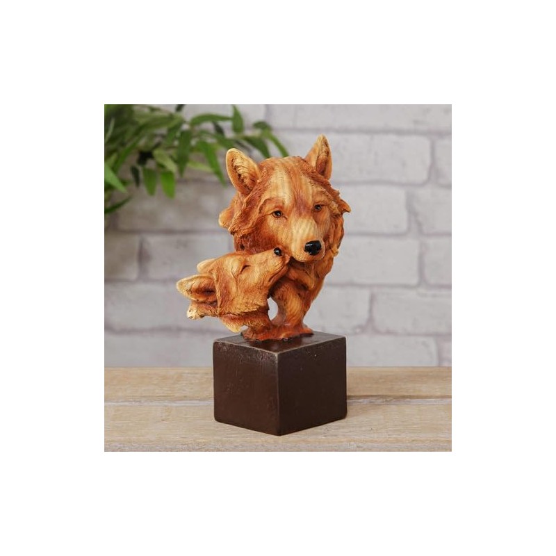 Naturecraft Wood Effect Resin Statue Ornament Figurine - Wolves