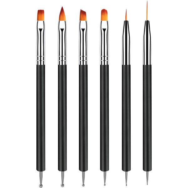 6 pcs Nail Art Brush Set,Double Ended Fine Nail Liner