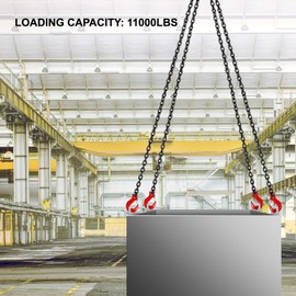 Happybuy 5Ft Chain Sling 5/16 Inch X 5 Ft Engine Lift Chain G80 Alloy Steel Engine Chain Hoist Lifts 3 Ton with 4 Leg Grab Hooks