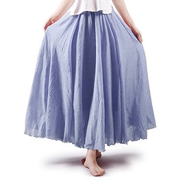 OCHENTA Women's Casual Cotton Long Maxi Skirt Flowy Boho for Summer Beach Goth Fairy Renaissance Weekend Skirts 85CM Ink blue