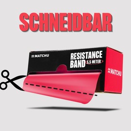 Matchu Sports Resistance Bands, Resistance Bands, 100% Latex, Can be Cut to Size, 5.5 m, 25 m or 45 m, Extra Light to Extra Heavy (Red, Light (4-5 kg), 5.5 M)