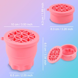 Ranphykx Makeup Brushes Cleaner Mat with Brush Storage Holder, Folding Portable Washing Tool for Makeup Brush Cleaning, 2 In 1 Silicone Brush Cleaner Pad & Cosmetic Brush Organizer Rack (Pink)