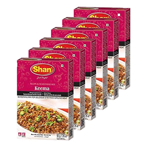 Shan - Keema Masala Seasoning Mix (50g) - Spice Packets for Delicious Stir-Fried Ground Meat (Pack of 6)