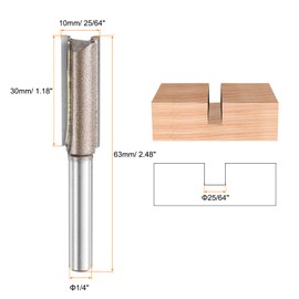 HARFINGTON Straight Router Bit 1/4 Inch Shank 25/64" Cutting Dia, 2 Flutes 1.18 Inch Cutting Length YG6 Carbide Cutter with PTFE Heat Resistance Coating, Woodworking Grooving Trim Bit