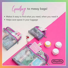 MUMI Leak Proof Travel Toiletry Bag Set of 3 - Purple