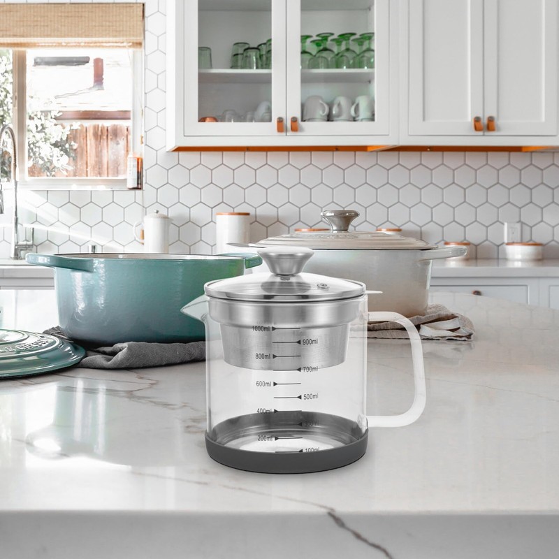 Luxshiny Soy Milk Filter Pot 1L Glass Container with Fine