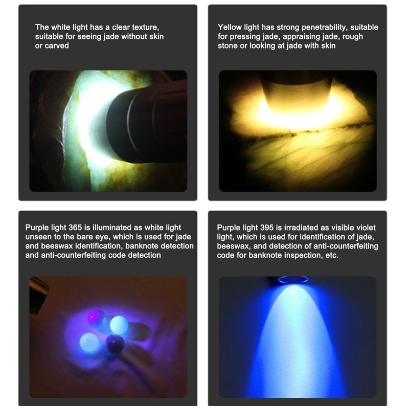 Adjustable Gem Identification Light Pocket 3LED Jewelry Appraisal Flashlight with